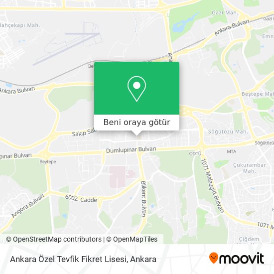 Ankara Özel Tevfik Fikret Lisesi harita