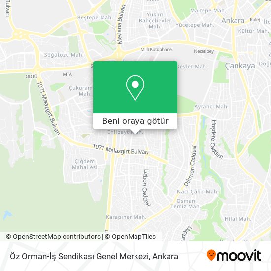 Öz Orman-İş Sendikası Genel Merkezi harita