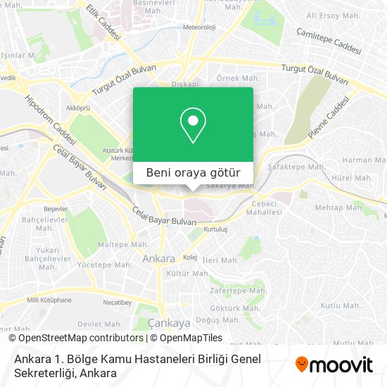 Ankara 1. Bölge Kamu Hastaneleri Birliği Genel Sekreterliği harita