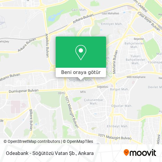 Odeabank - Söğütözü Vatan Şb. harita