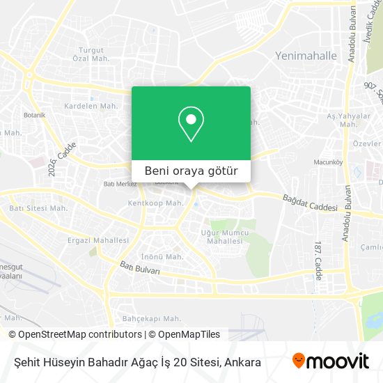 Şehit Hüseyin Bahadır Ağaç İş 20 Sitesi harita