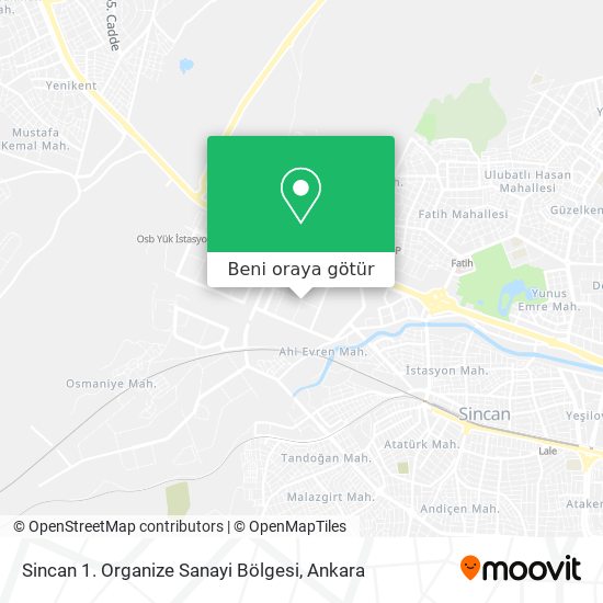 Sincan 1. Organize Sanayi Bölgesi harita