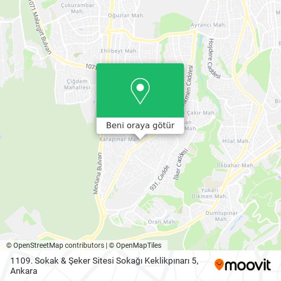 1109. Sokak & Şeker Sitesi Sokağı Keklikpınarı 5 harita