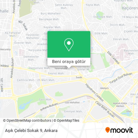 Aşık Çelebi Sokak 9 harita