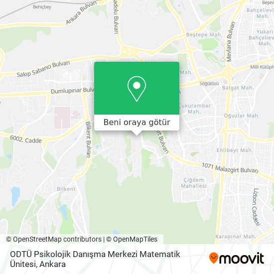 ODTÜ Psikolojik Danışma Merkezi Matematik Ünitesi harita