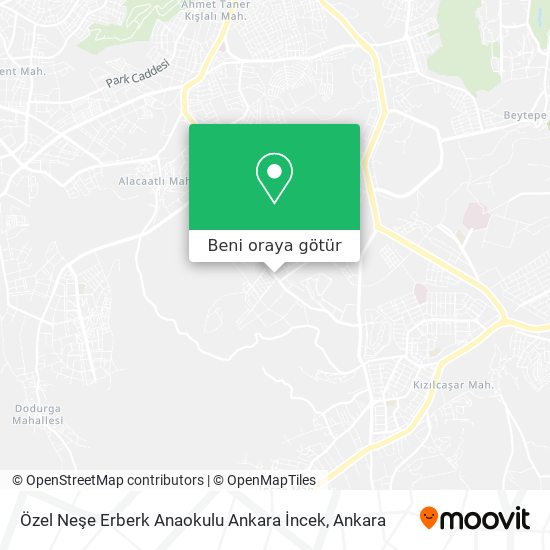 Özel Neşe Erberk Anaokulu Ankara İncek harita