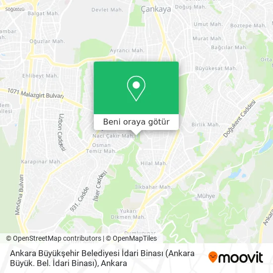 Ankara Büyükşehir Belediyesi İdari Binası (Ankara Büyük. Bel. İdari Binası) harita