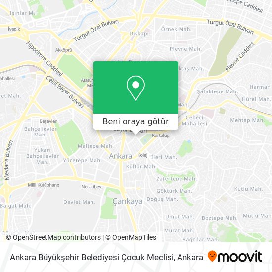 Ankara Büyükşehir Belediyesi Çocuk Meclisi harita