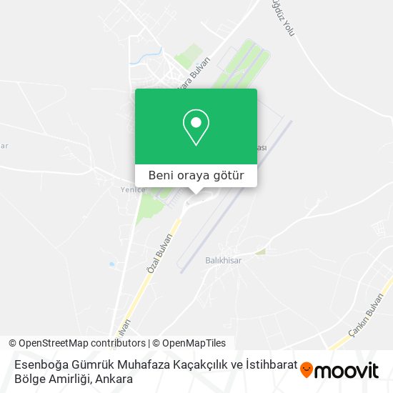 Esenboğa Gümrük Muhafaza Kaçakçılık ve İstihbarat Bölge Amirliği harita