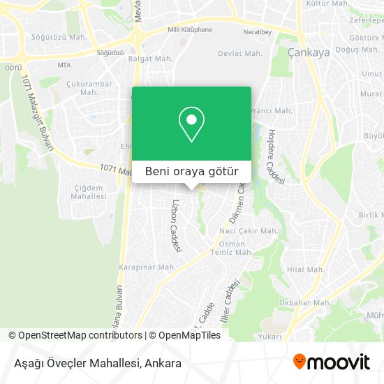 Aşağı Öveçler Mahallesi harita