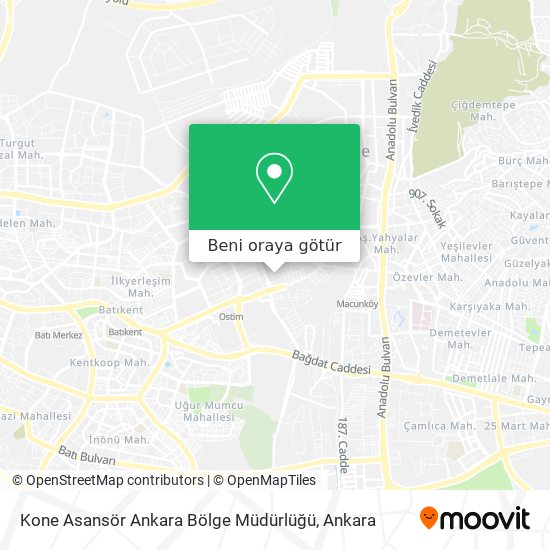 Kone Asansör Ankara Bölge Müdürlüğü harita
