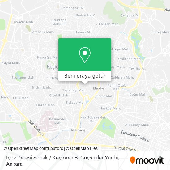 İçöz Deresi Sokak / Keçiören B. Güçsüzler Yurdu harita