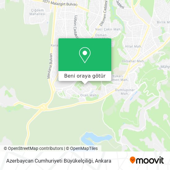 Azerbaycan Cumhuriyeti Büyükelçiliği harita