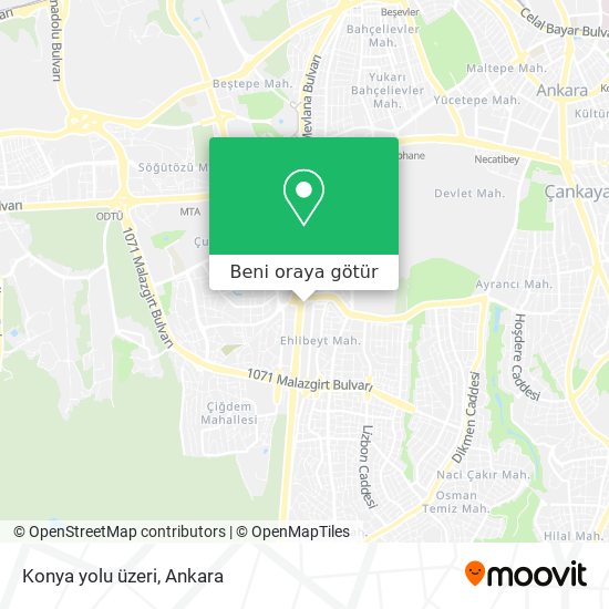 Konya yolu üzeri harita