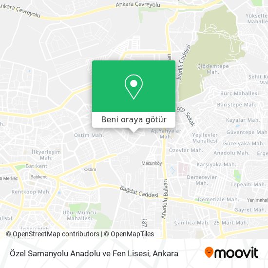 Özel Samanyolu Anadolu ve Fen Lisesi harita