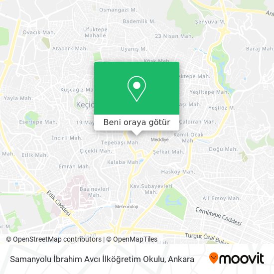 Samanyolu İbrahim Avcı İlköğretim Okulu harita