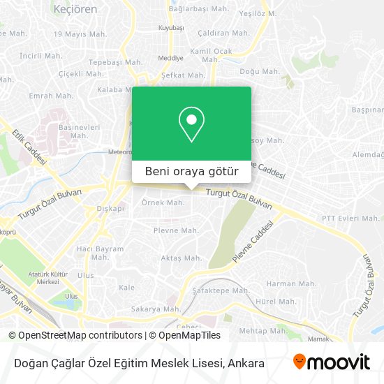 Doğan Çağlar Özel Eğitim Meslek Lisesi harita