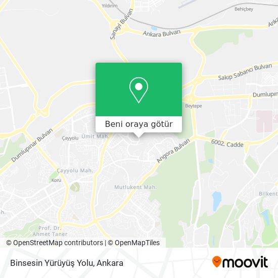 Binsesin Yürüyüş Yolu harita