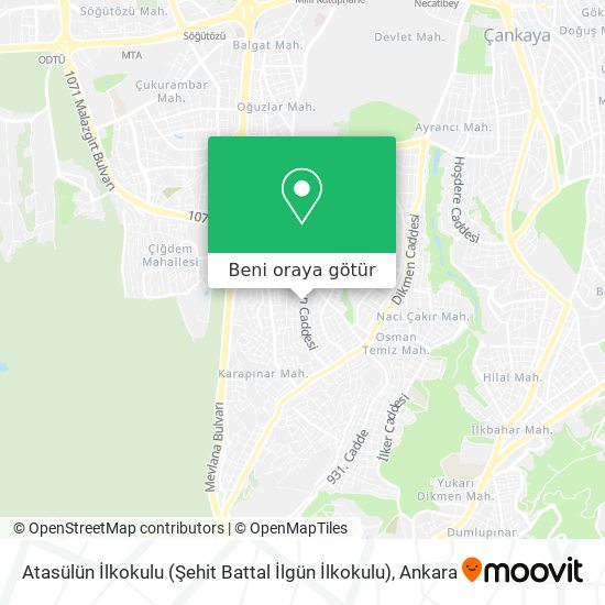 Atasülün İlkokulu (Şehit Battal İlgün İlkokulu) harita