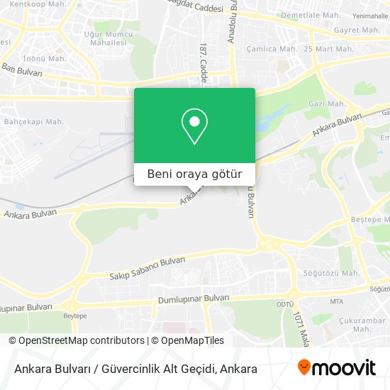 Ankara Bulvarı / Güvercinlik Alt Geçidi harita