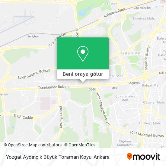 Yozgat Aydınçık Büyük Toraman Koyu harita