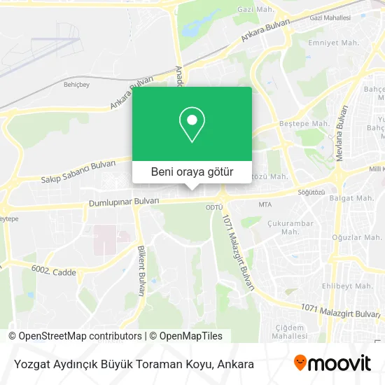 Yozgat Aydınçık Büyük Toraman Koyu harita