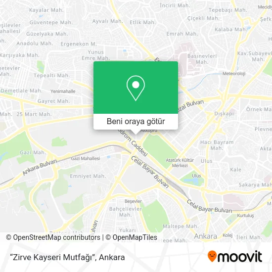 “Zirve Kayseri Mutfağı” harita