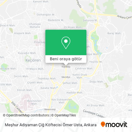 Meşhur Adıyaman Çiğ Köftecisi Ömer Usta harita