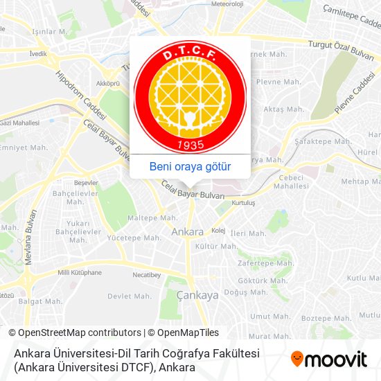 Ankara Üniversitesi-Dil Tarih Coğrafya Fakültesi (Ankara Üniversitesi DTCF) harita