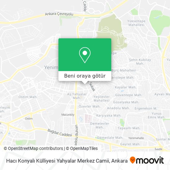 Hacı Konyalı Külliyesi Yahyalar Merkez Camii harita
