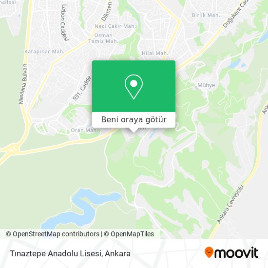 Tınaztepe Anadolu Lisesi harita
