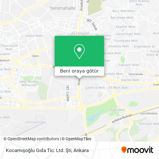 Kocamışoğlu Gıda Tic. Ltd. Şti harita