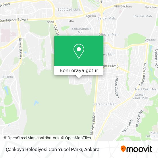 Çankaya Belediyesi Can Yücel Parkı harita