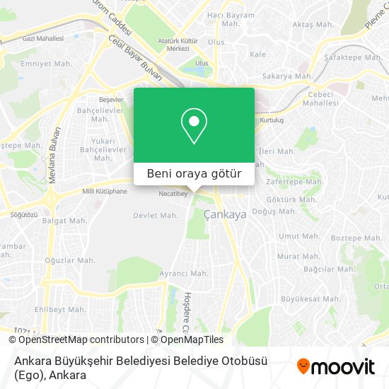 Ankara Büyükşehir Belediyesi Belediye Otobüsü (Ego) harita