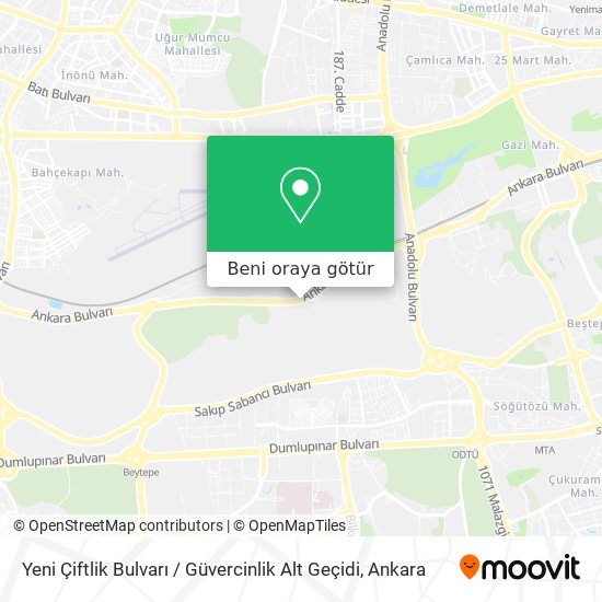 Yeni Çiftlik Bulvarı / Güvercinlik Alt Geçidi harita
