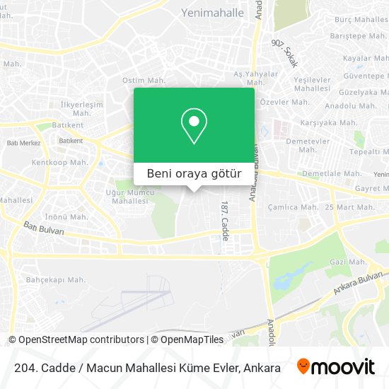 204. Cadde / Macun Mahallesi Küme Evler harita