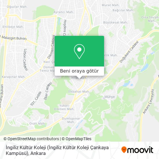 İngiliz Kültür Koleji (İngiliz Kültür Koleji Çankaya Kampüsü) harita
