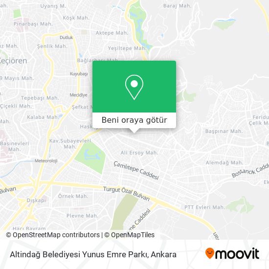 Altindağ Belediyesi Yunus Emre Parkı harita