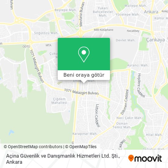 Açina Güvenlik ve Danışmanlık Hizmetleri Ltd. Şti. harita