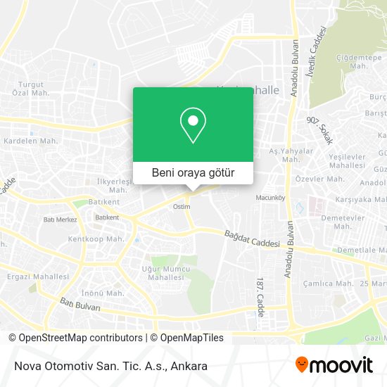 Nova Otomotiv San. Tic. A.s. harita