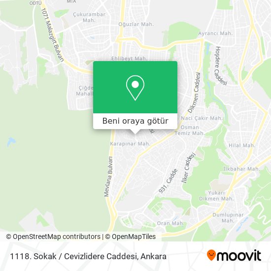 1118. Sokak / Cevizlidere Caddesi harita