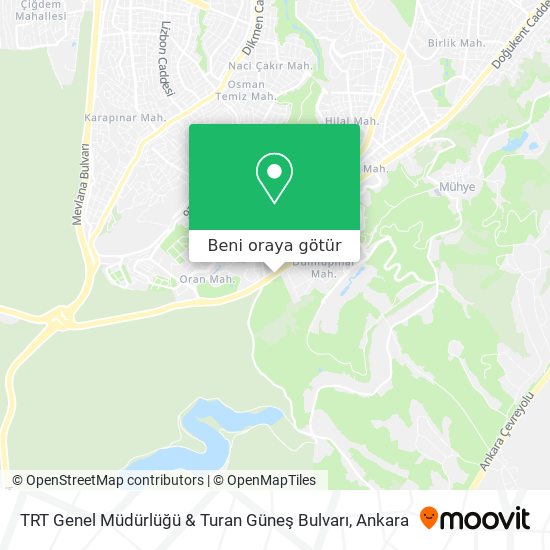 TRT Genel Müdürlüğü & Turan Güneş Bulvarı harita