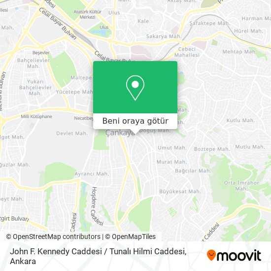 John F. Kennedy Caddesi / Tunalı Hilmi Caddesi harita
