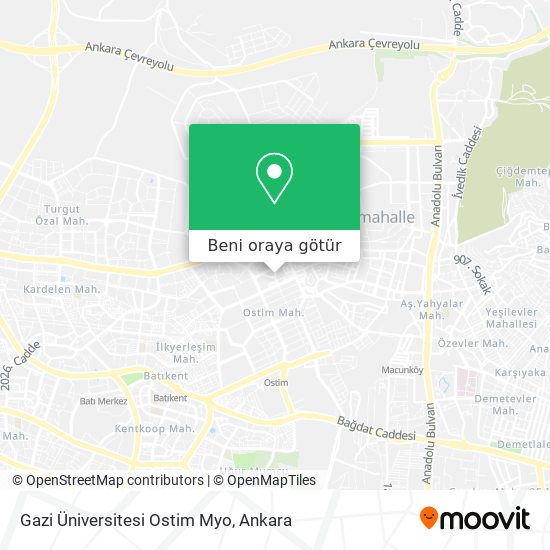 Gazi Üniversitesi Ostim Myo harita