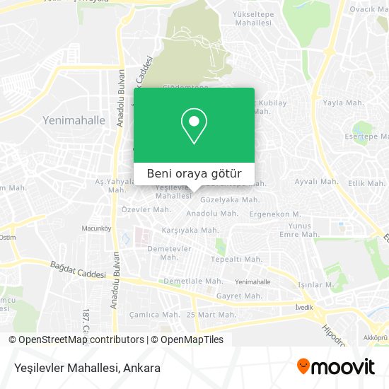 Yeşilevler Mahallesi harita