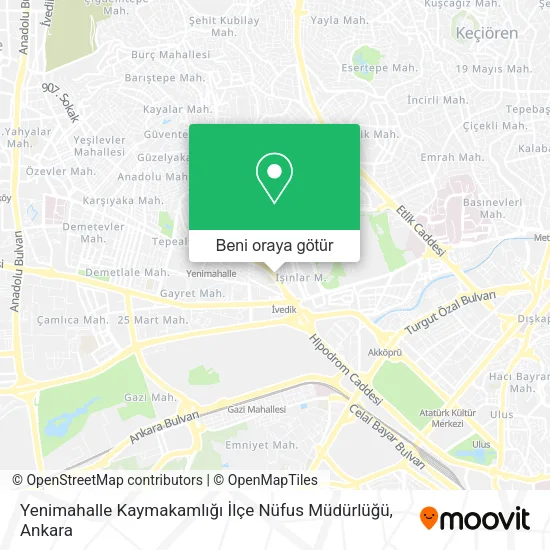 Yenimahalle Kaymakamlığı İlçe Nüfus Müdürlüğü harita