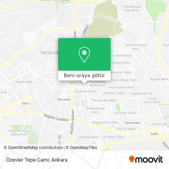 Özevler Tepe Cami harita