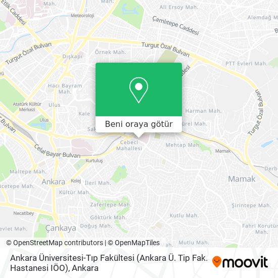 Ankara Üniversitesi-Tıp Fakültesi (Ankara Ü. Tip Fak. Hastanesi IÖO) harita