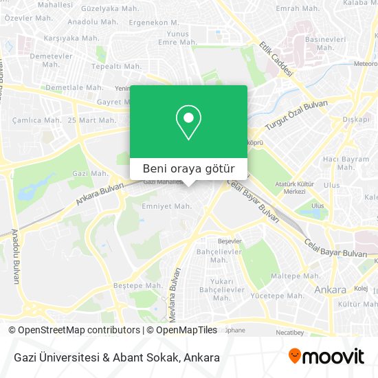 Gazi Üniversitesi & Abant Sokak harita