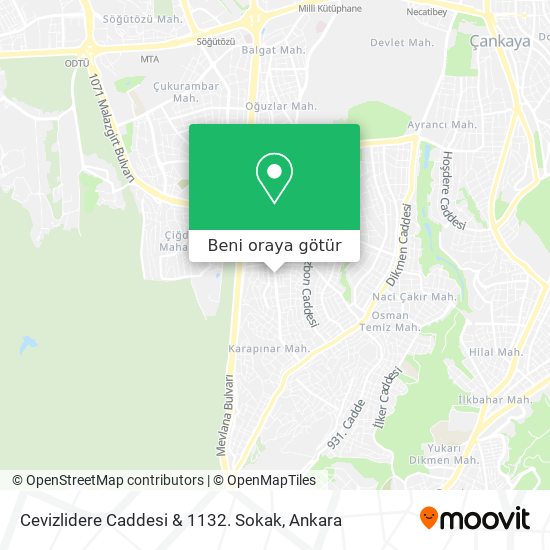 Cevizlidere Caddesi & 1132. Sokak harita